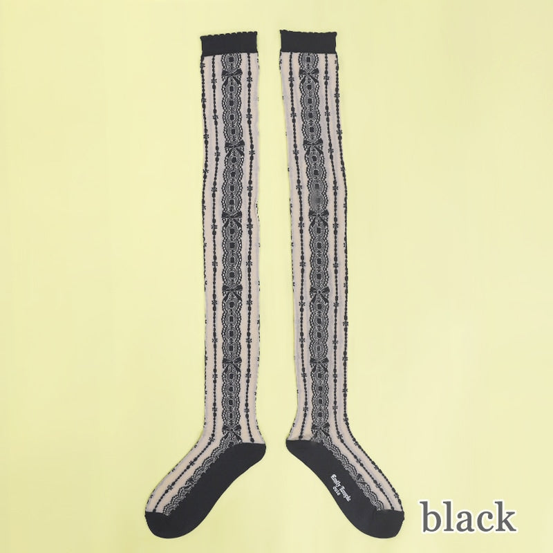 tripe lace knee socks