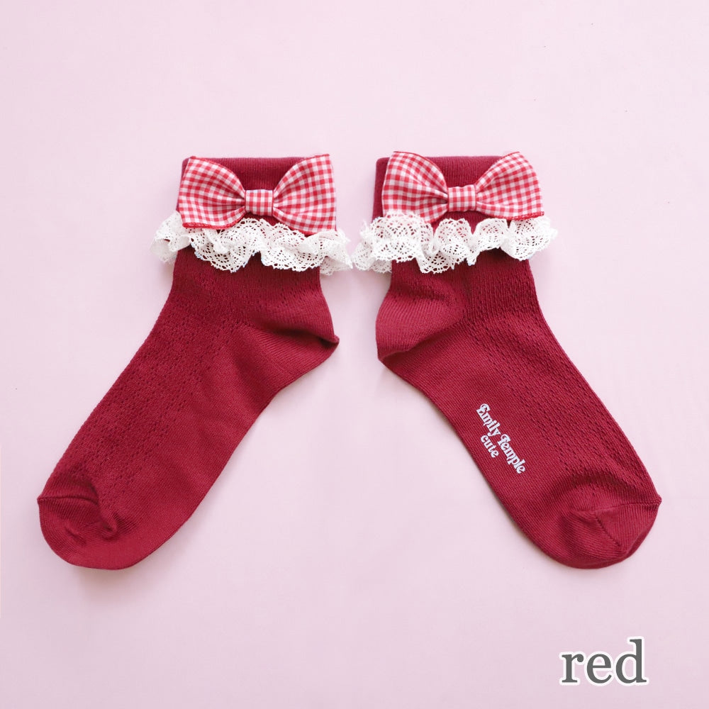 gingham ribbon socks