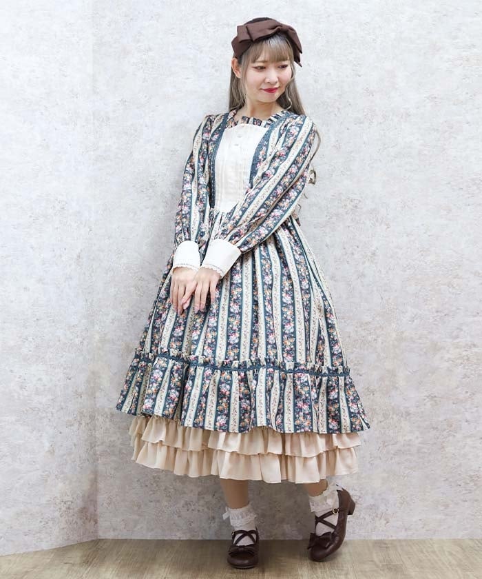 stripe rose pattern dress