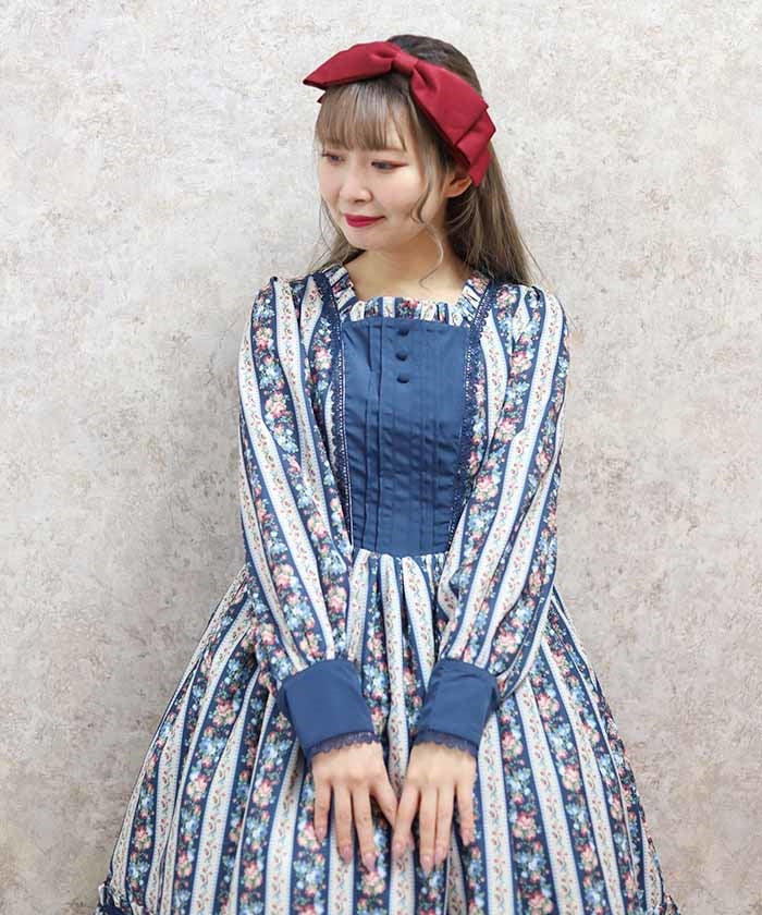 stripe rose pattern dress