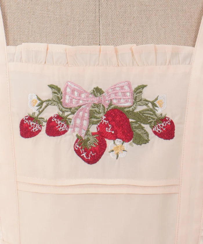 classic berry embroidery apron