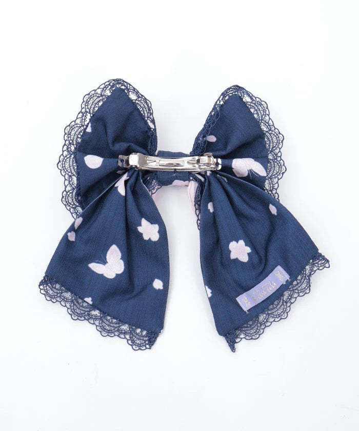 sakura pattern ribbon barrette clip