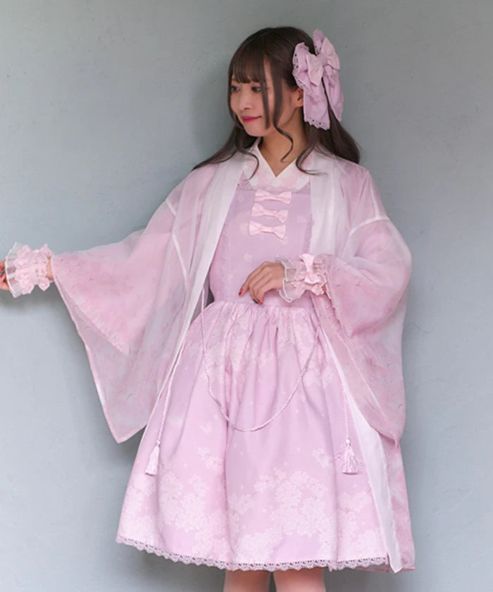 sakura pattern sheer kimono style haori