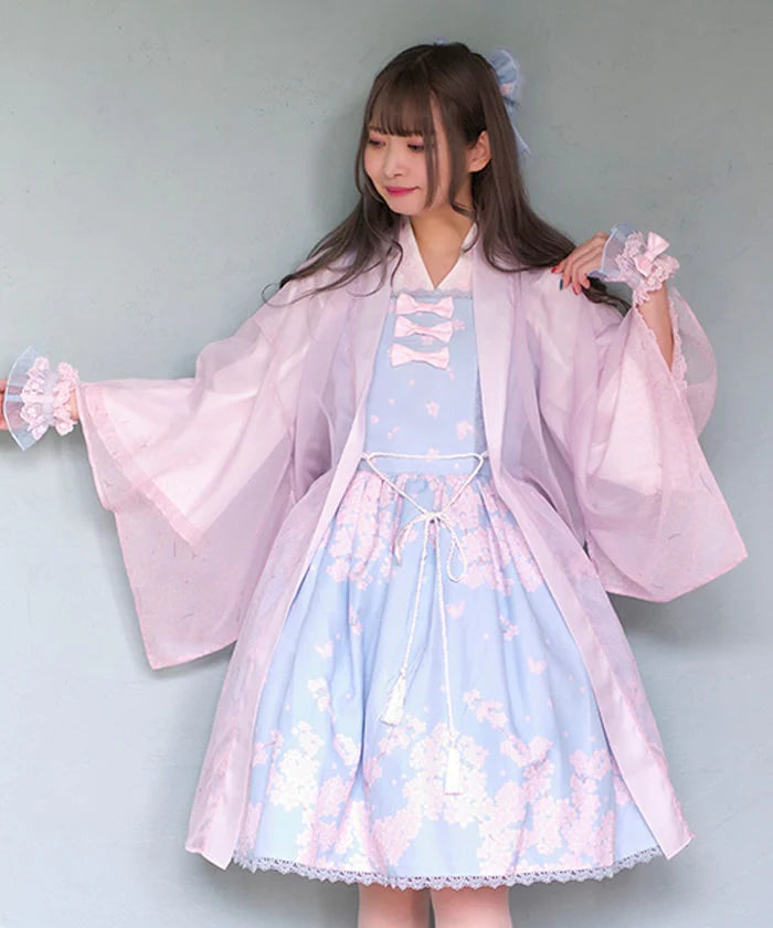 sakura pattern sheer kimono style haori