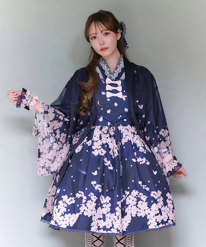 Sakura Pattern Sheer Kimono Style Haori