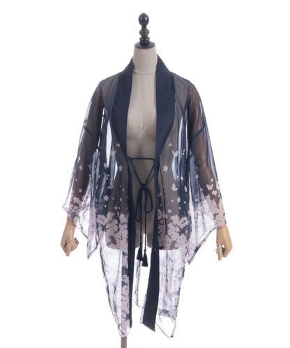 Sakura Pattern Sheer Kimono Style Haori