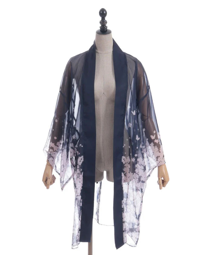 sakura pattern sheer kimono style haori