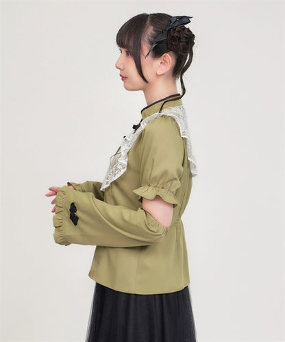 Chinese Button Blouse With Arm Covers