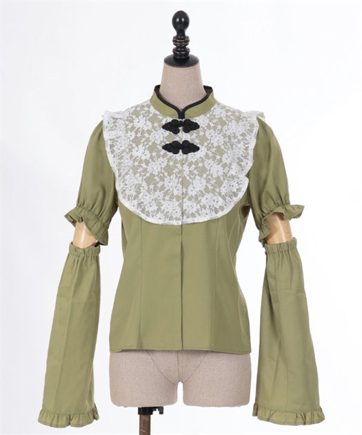 Chinese Button Blouse With Arm Covers