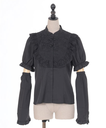 Chinese Button Blouse With Arm Covers