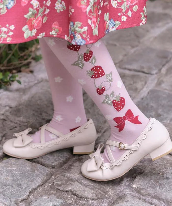 strawberry pattern over-knee socks