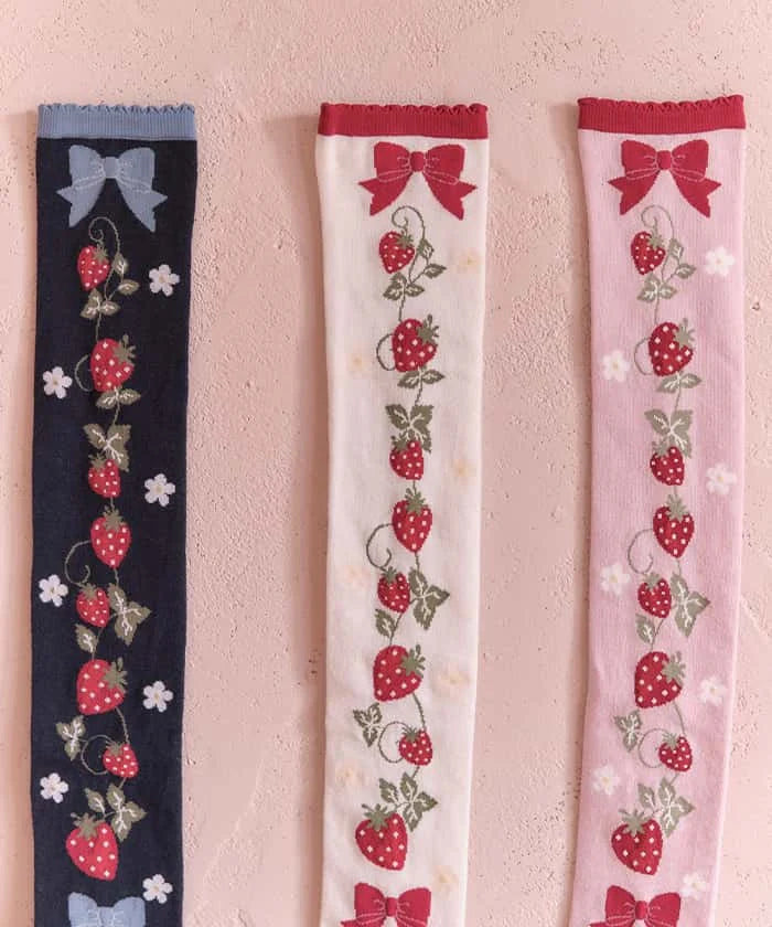 strawberry pattern over-knee socks