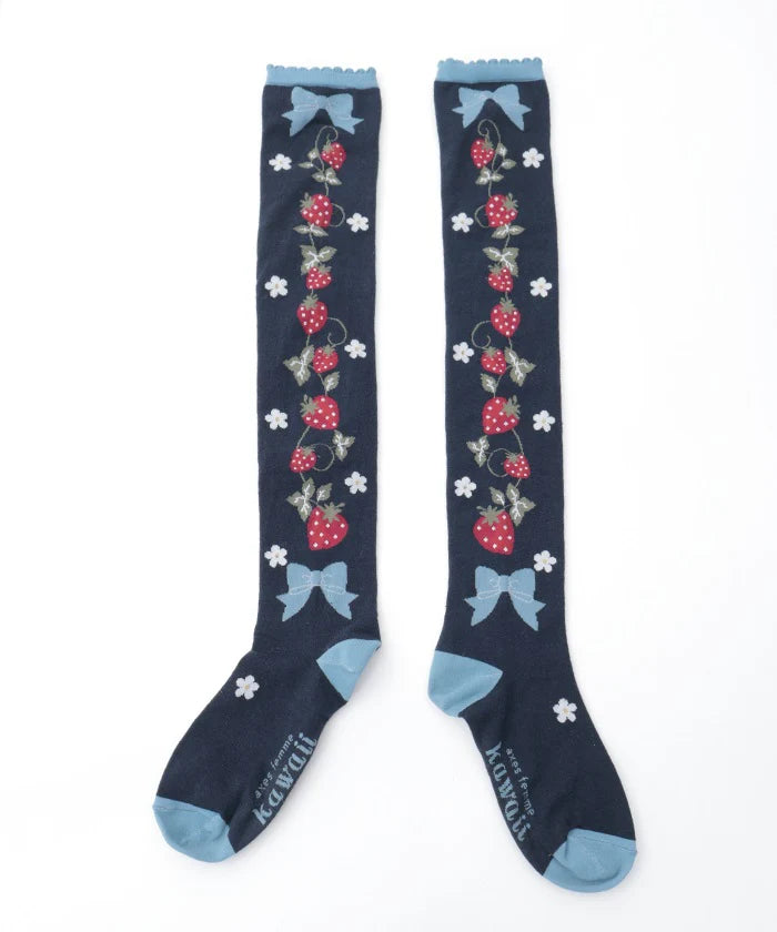 strawberry pattern over-knee socks