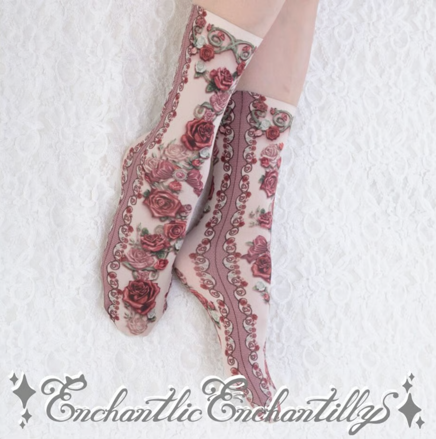 Crew Socks Wrapped In Roses