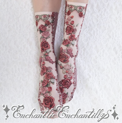 Crew Socks Wrapped In Roses