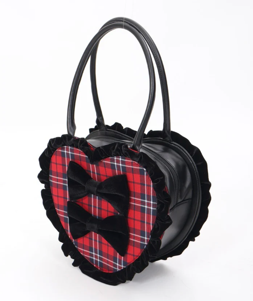 tartan plaid heart bag