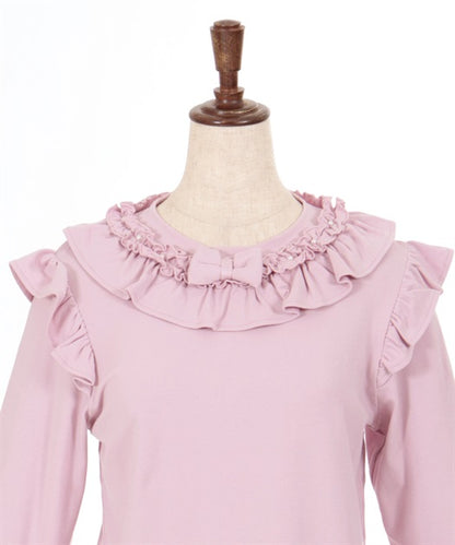 Frill Ribbon Cut-and-Sewn Pullover