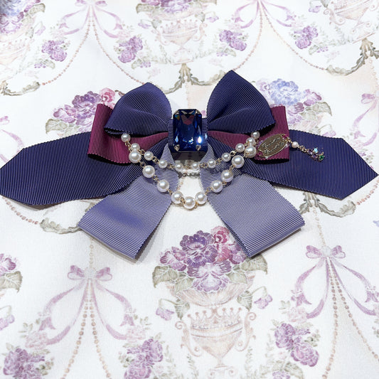 Violet Jewelry Box Pearl Ribbon Brooch