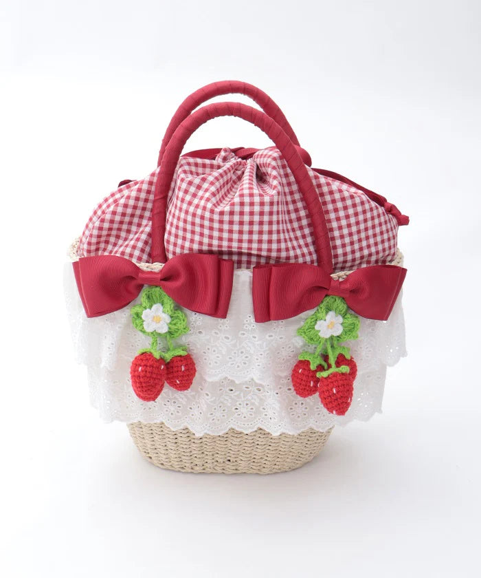 strawberry amigurumi basket bag