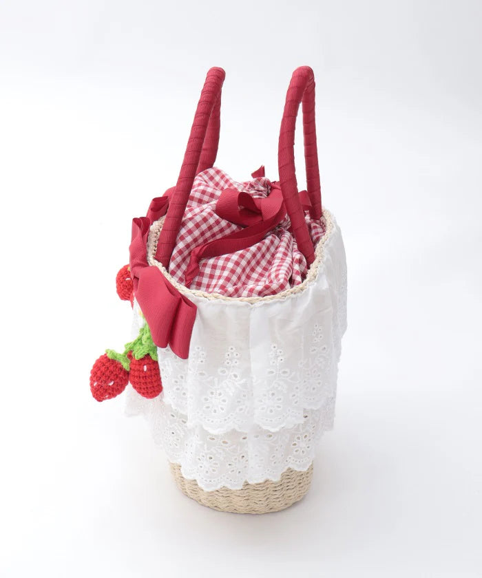 strawberry amigurumi basket bag