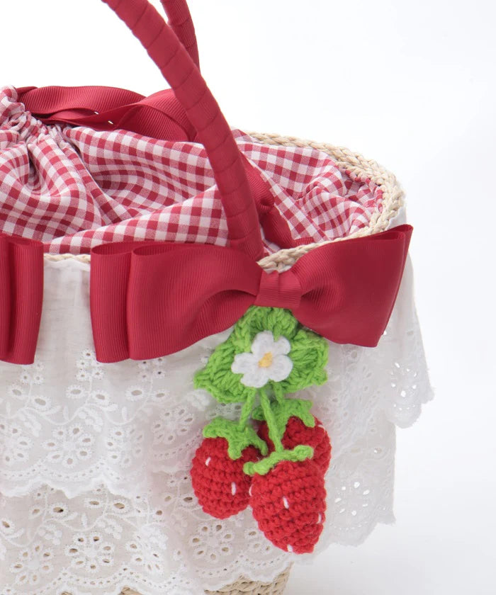 strawberry amigurumi basket bag