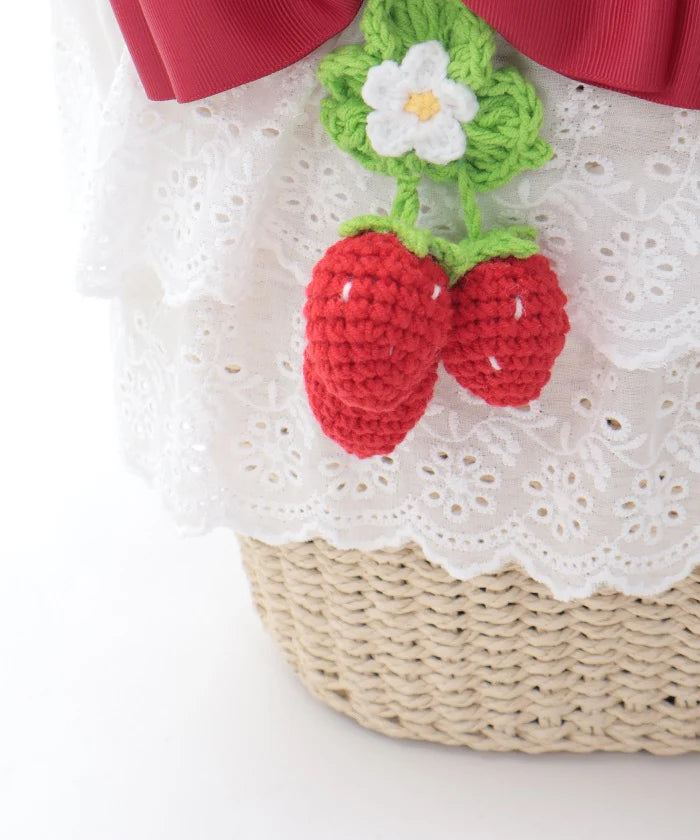 strawberry amigurumi basket bag