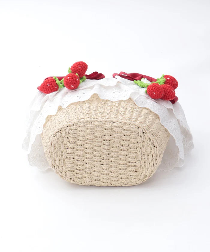 strawberry amigurumi basket bag