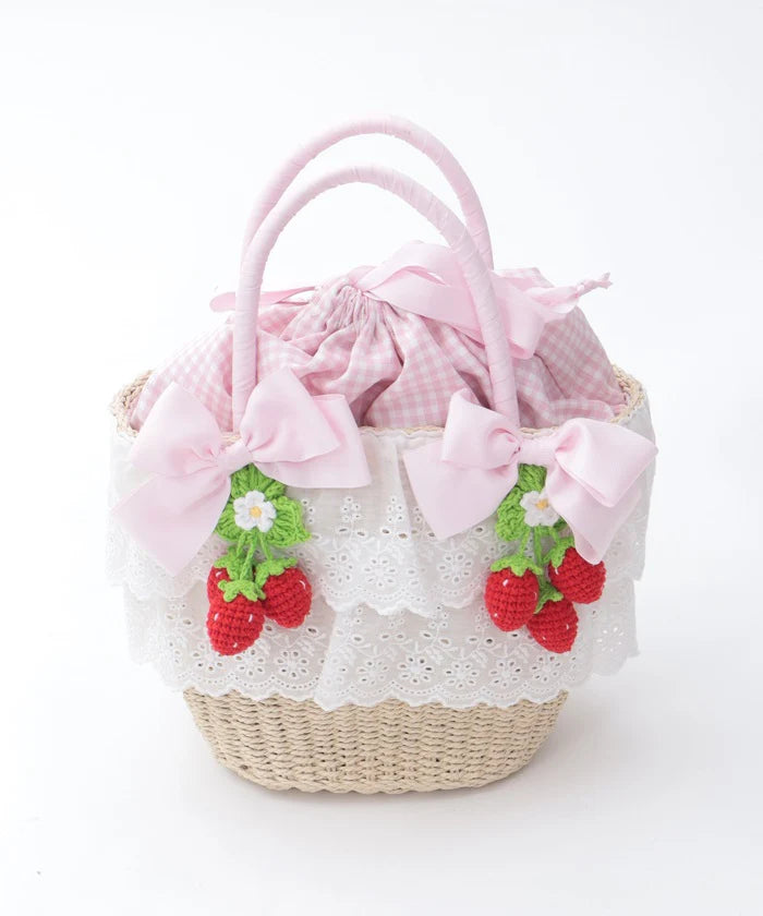 strawberry amigurumi basket bag