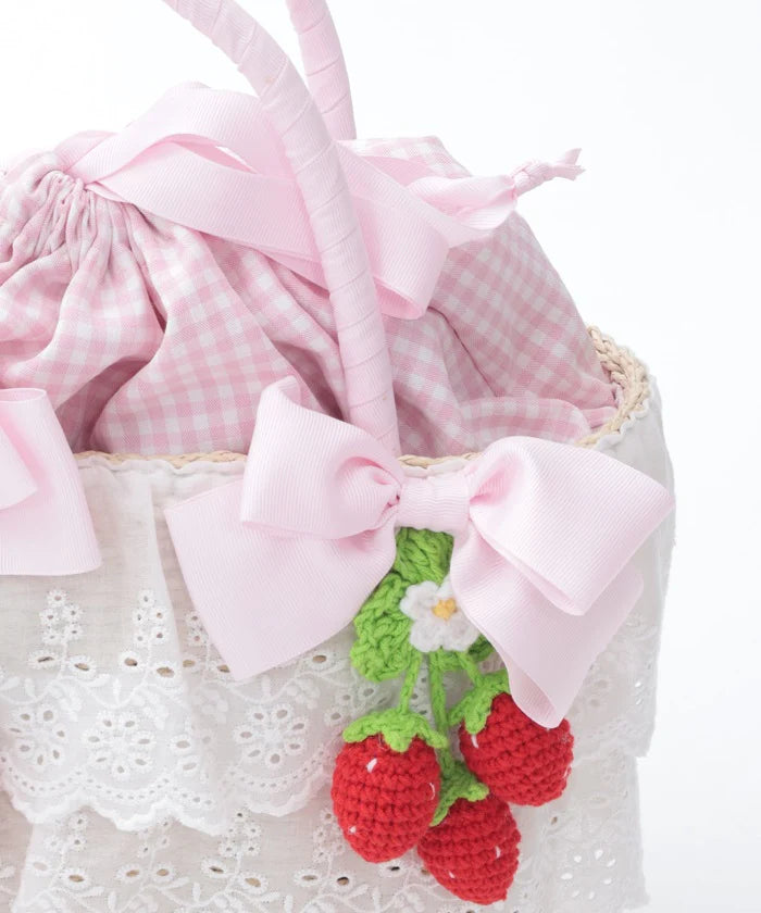 strawberry amigurumi basket bag