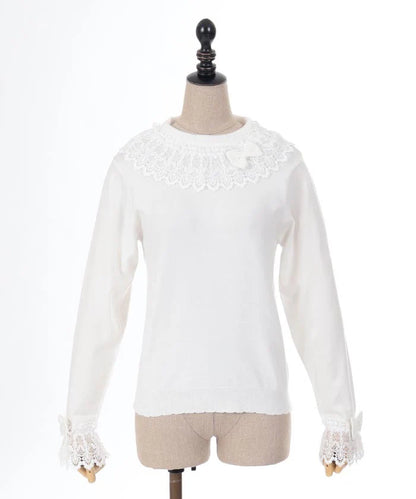 Lacy Frill Knit Pullover