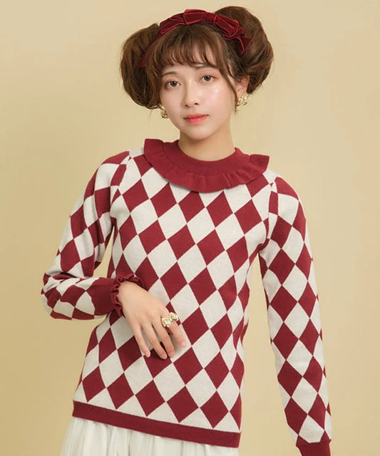 Diamond Pattern Knit Pullover