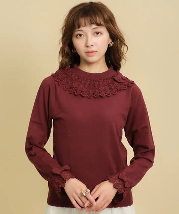 Lacy Frill Knit Pullover