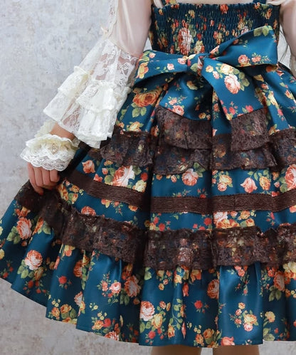 Antique Rose Pattern Jumperskirt