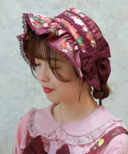 Antique Rose Pattern Half Bonnet