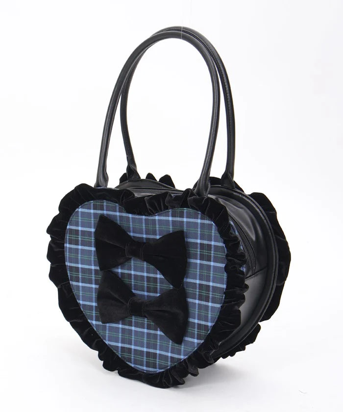 tartan plaid heart bag