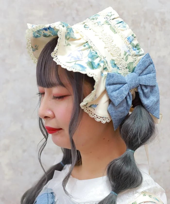 Antique Rose Pattern Half Bonnet