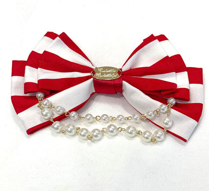 Striped Ribbon Pearl Brooch